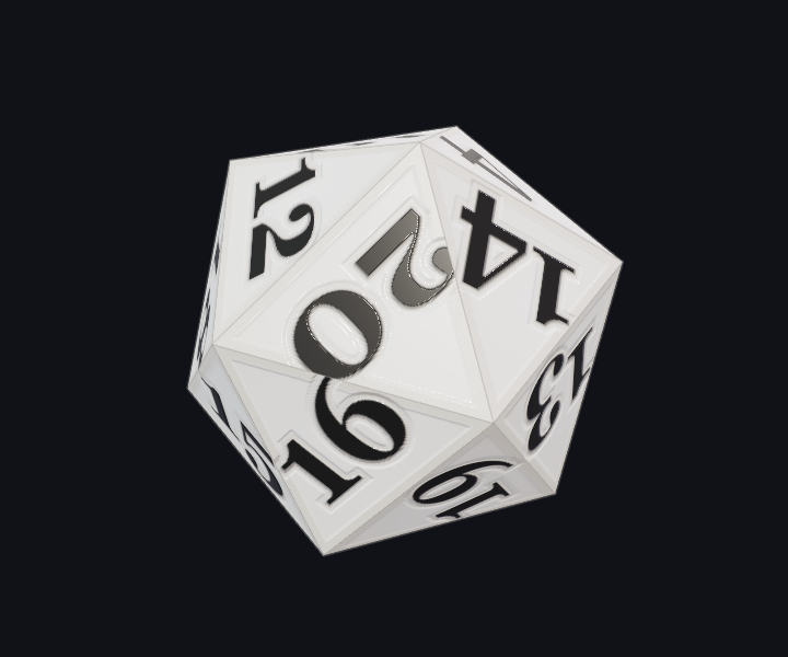 Classic Ivory D20 rendered from the game model